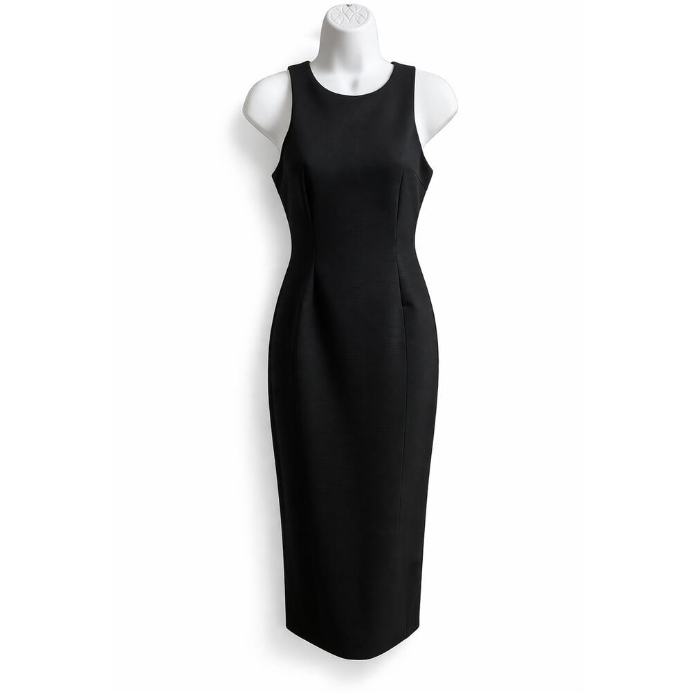 Metaphor Black Sleeveless Pencil Midi Dress Women's M Stretch Dark Romantic